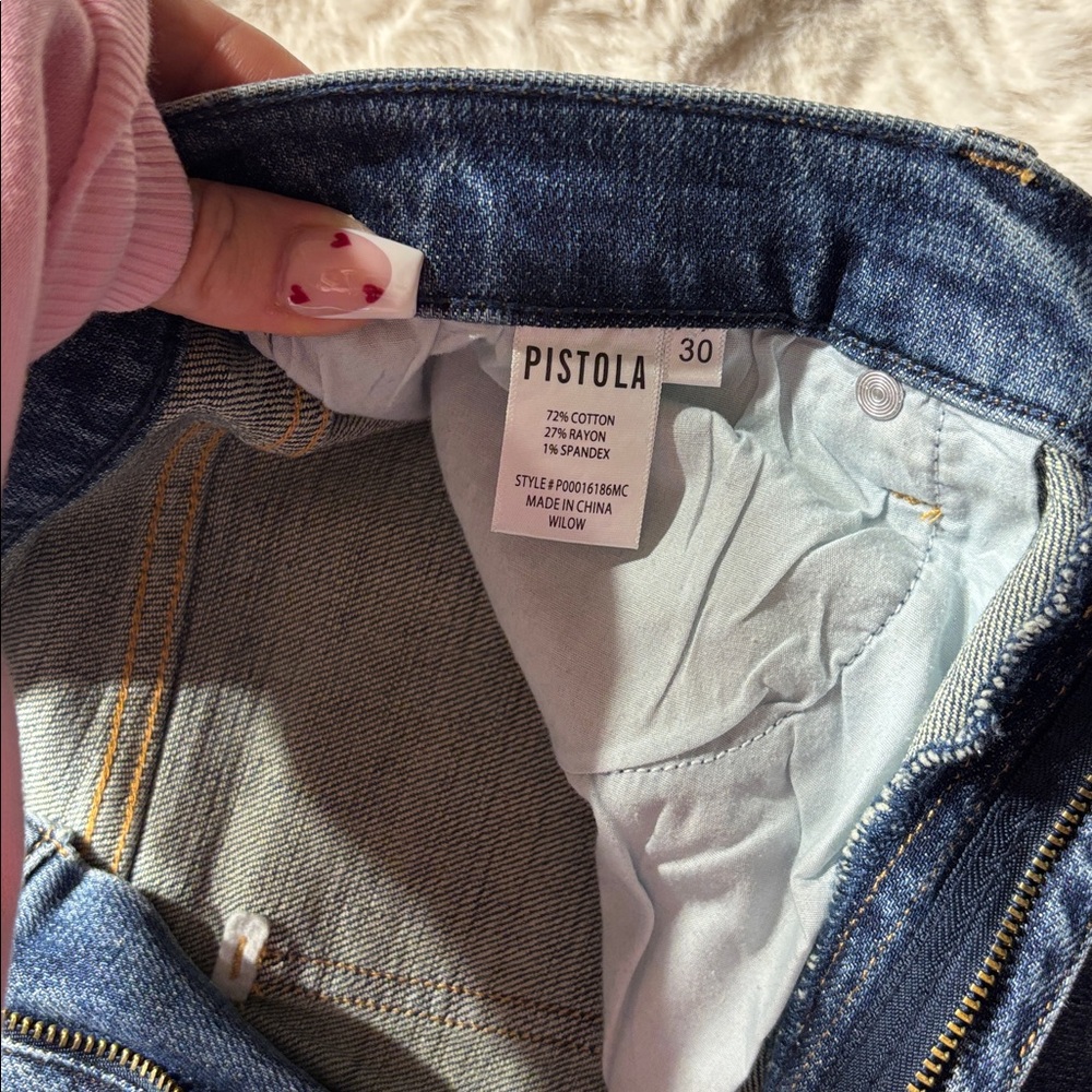 Pistola Colleen High Rise Split Hem Flare Jeans Size 30 Medium Wash LA Denim - Picture 5 of 5